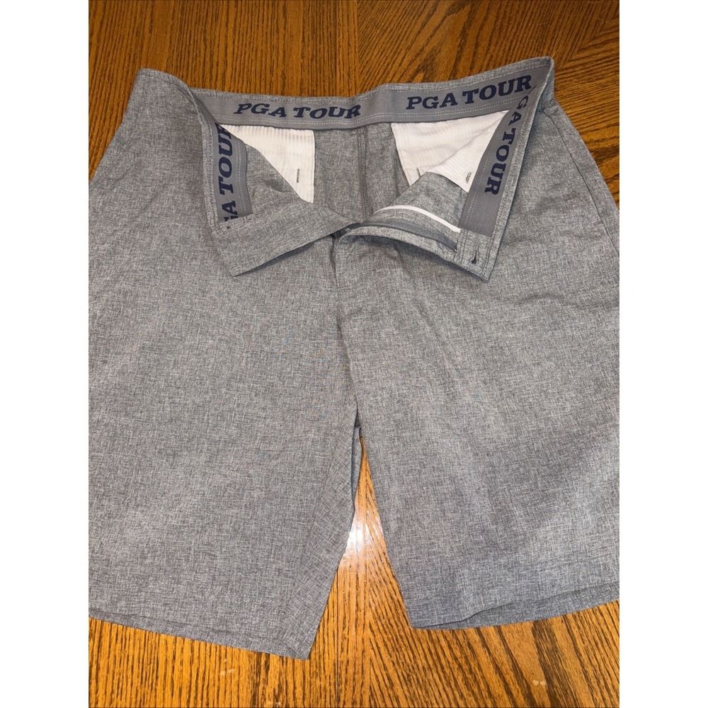 PGA Tour Mens Golf Chino Shorts Gray Lightweight Performance Zip Up Size 38